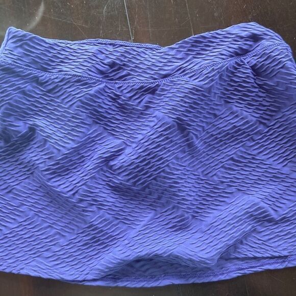 Land’s End Textured tummy control swim skirt bottom with panty purple 10 - Picture 1 of 9